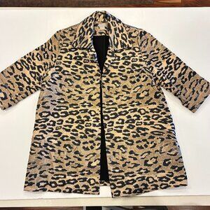 Chico’s Shantung Leopard Print Jacket – 3/4 Sleeve Animal Pattern 1P